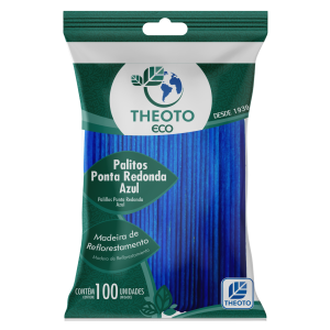 Palito De Sorvete Ponta Redonda Azul 100 Unidades | Theoto