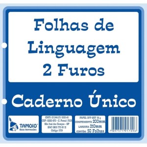 Folhas de Linguagem 2 Furos Caderno Único 50 Folhas | Tamoio