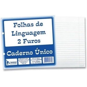 Folhas de Linguagem 2 Furos Caderno Único 50 Folhas | Tamoio