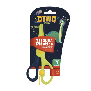 Tesoura Plastica Escolar Dino | Leonora