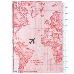 Caderno Inteligente Grande By Gocase Mapa Mundi Rosa | Caderno Inteligente