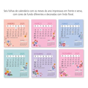 Calendário de mesa compacto Floral | Fina Idéia