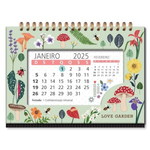 Calendário de Mesa Love Garden Verde Flores | Fina Ideia