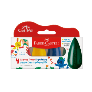 Giz De Cera Curto 4 Cores Ergonômico Pião | Faber Castell