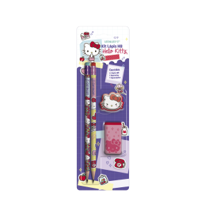 Kit Lápis Hb Hello Kitty 2 Lapis/Apontador/Borracha | Leo e Leo
