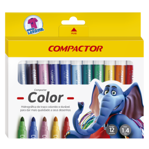 Caneta Hidrocor Jumbo Color 12 Cores | Compactor